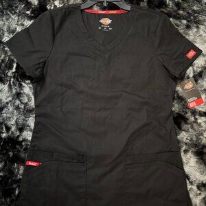 Dickies Women's Black Scrub Top EDS New